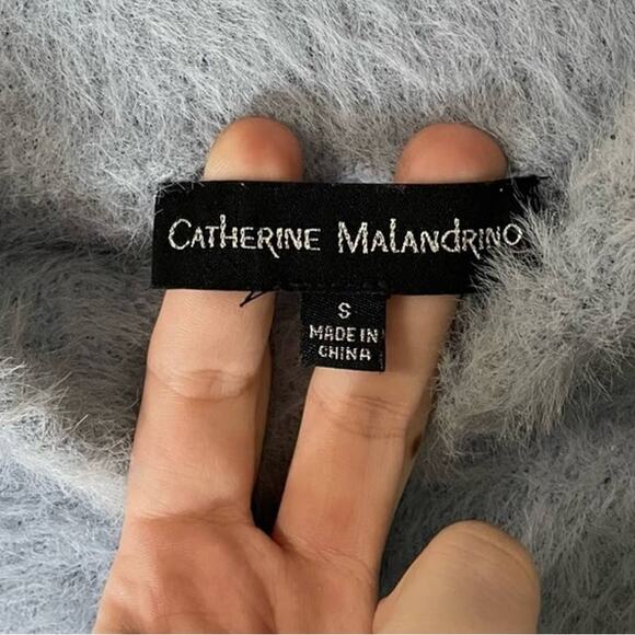 Catherine Malandrino Baby Blue Eyelash Knit Pullover Sweater Long Sleeve Small - Picture 2 of 9